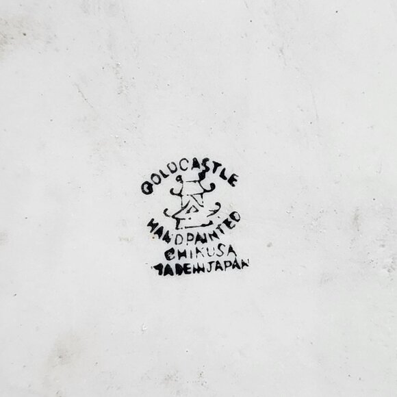 Vintage Gold Castle Chikusa Snack Plate Hand Painted Crane Ocean Wave - Picture 4 of 6